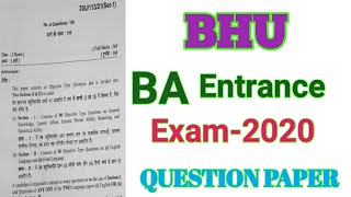 BHU BA entrance exam 2020 question paper