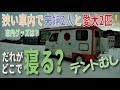 軽キャンの狭い車内で夫婦と愛犬2匹！いったいどこに寝てる？「テントむし」