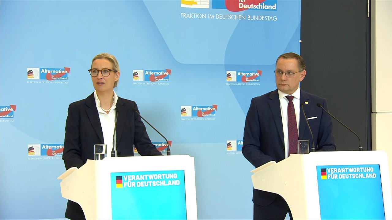 Alice Weidel und Tino Chrupalla zum Vorwurf der Vetternwirtschaft in der AfD am 24.02.26