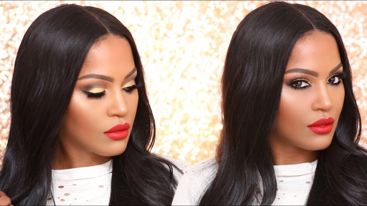 Chocolate Gold Smokey Eye Classic Holiday Red Lip MakeupShayla