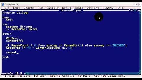 Free Pascal: Villogó szöveg