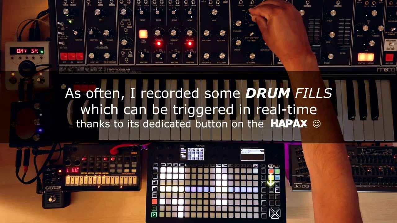122▶️ Sync (Matriarch Moog // Korg Volca Beats + EBS MultiComp + H9 Delay // Roland JD08 // Hapax)