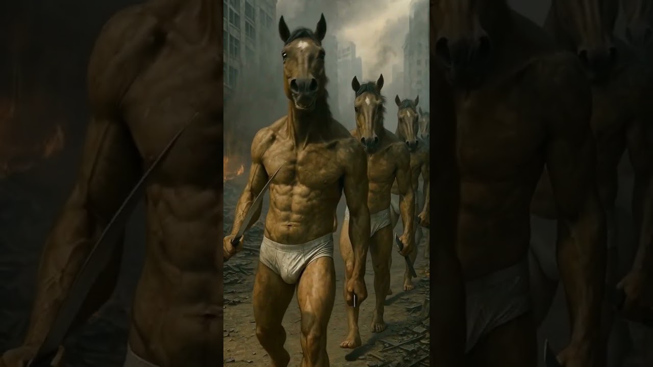 "Terrifying Horse-Headed Warriors Take Over the City! 😱🔥 