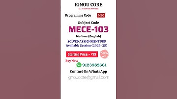 MECE 103 Solved Assignment PDF 2024-25 in English, MEC program MECE-103 Solved assignments
