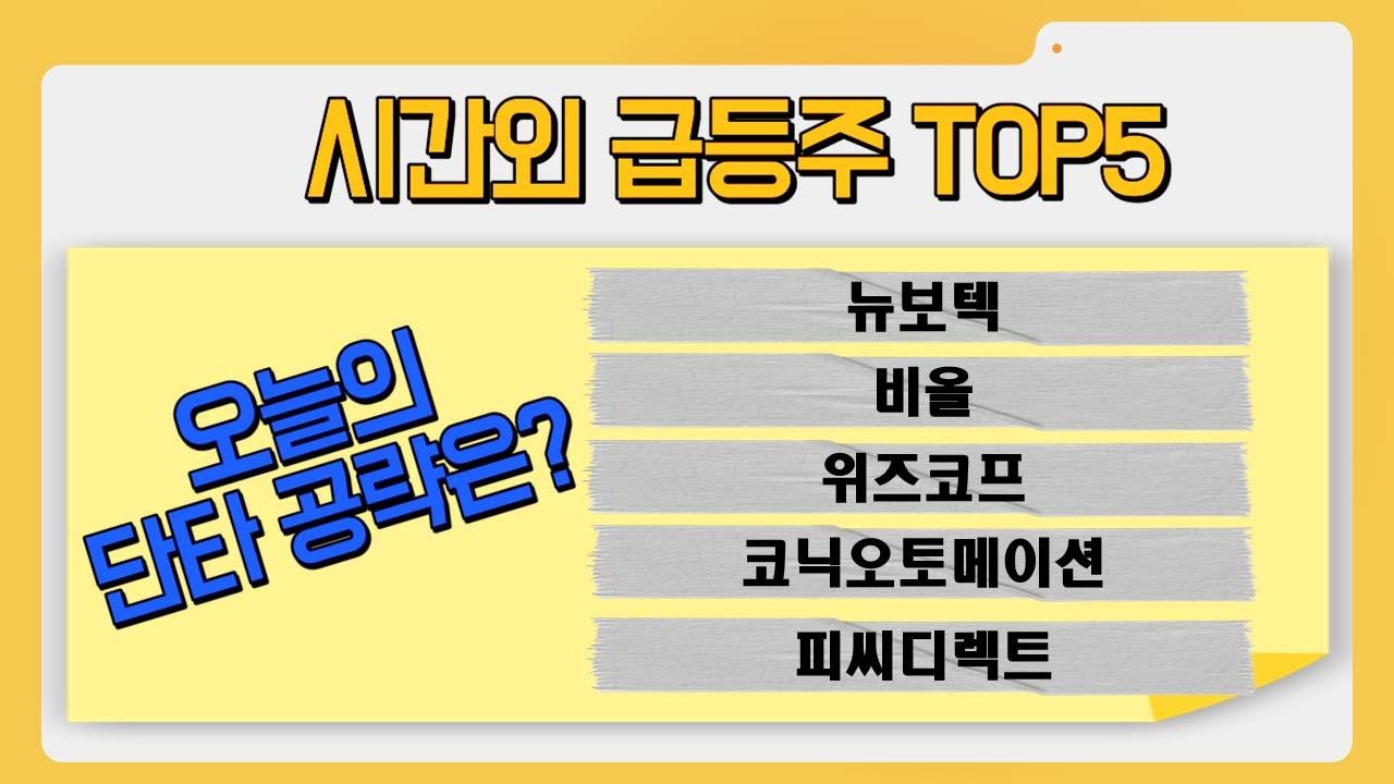 [시간외 왜?] 오늘의 단타 공략은? │ 뉴보텍, 비올, 위즈코프, 코닉오토메이션, 피씨디렉트