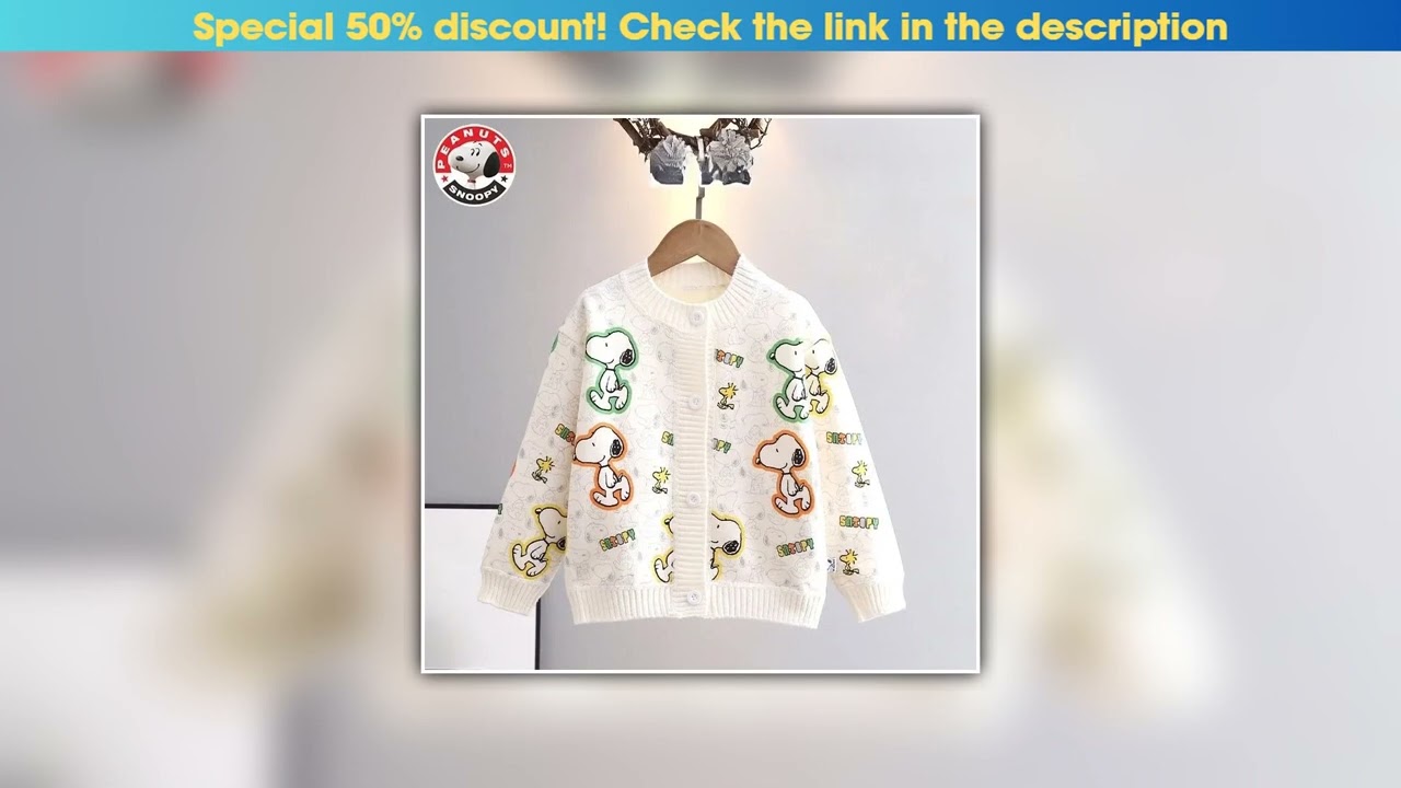 Get Snoopy Peanuts cartoon animation peripheral knitted sweater cardigan children's autumn and wint