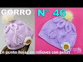 Gorro MODELO 7 a crochet en punto HOJAS EN RELIEVES CON PIÑITAS - CREACIONES MILAGROS ENA