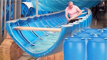 Building a Boat with Plastic Barrels and Wood in the House | by @araujocaiaque