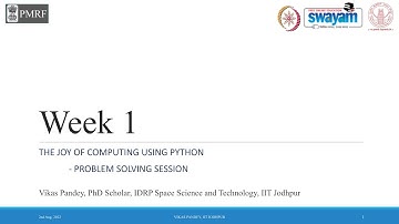 The Joy of Computing using Python - (noc22-cs122) - WEEK 1 | Live lecture by Vikas Pandey