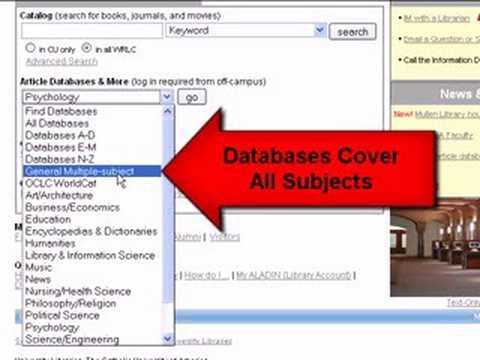 Find and Access Databases from CUA Libraries Website