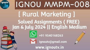 IGNOU MMPM-008 Solved Assignment Jan & July 2024 [FREE] || IGNOU MBA || IGNOU TV || IGNOU ||