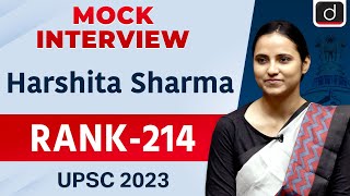 UPSC Result 2023 | Harshita Sharma | Rank – 214 | Mock Interview screenshot 2