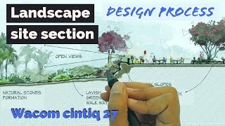 Landscape Design Process Site Section Wacom Cintiq 27