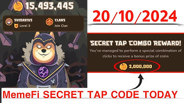 Memefi Secret Reward Combo Today 20/10/2024 Memefi 2,000,000 Coins Code