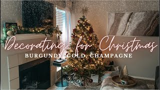 DECORATE MY APARTMENT WITH ME for CHRISTMAS 2021 ?⭐️ | Burgundy, Gold, Champagne Theme