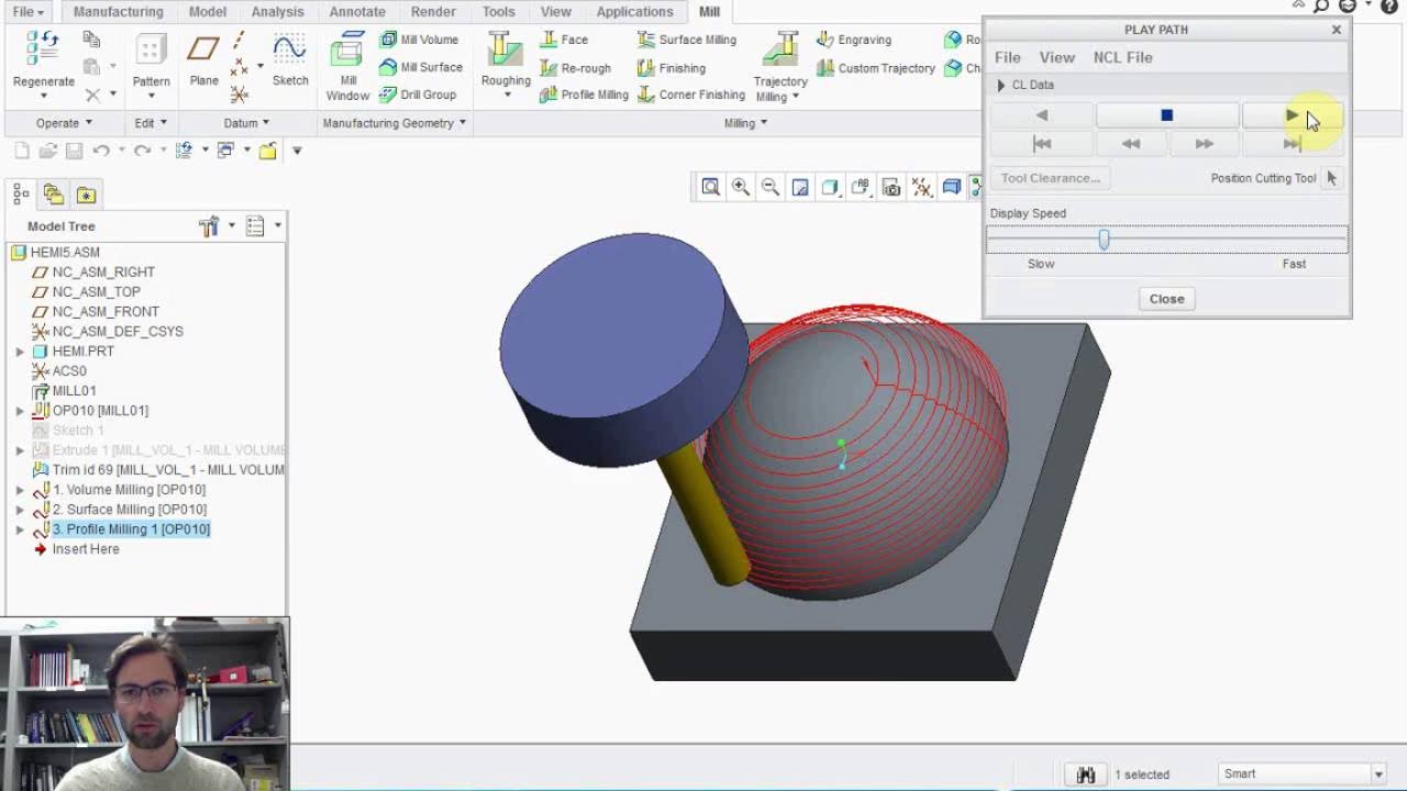 Finish cut (profile and surface mill) in Creo 2.0 with Gcode YouTube