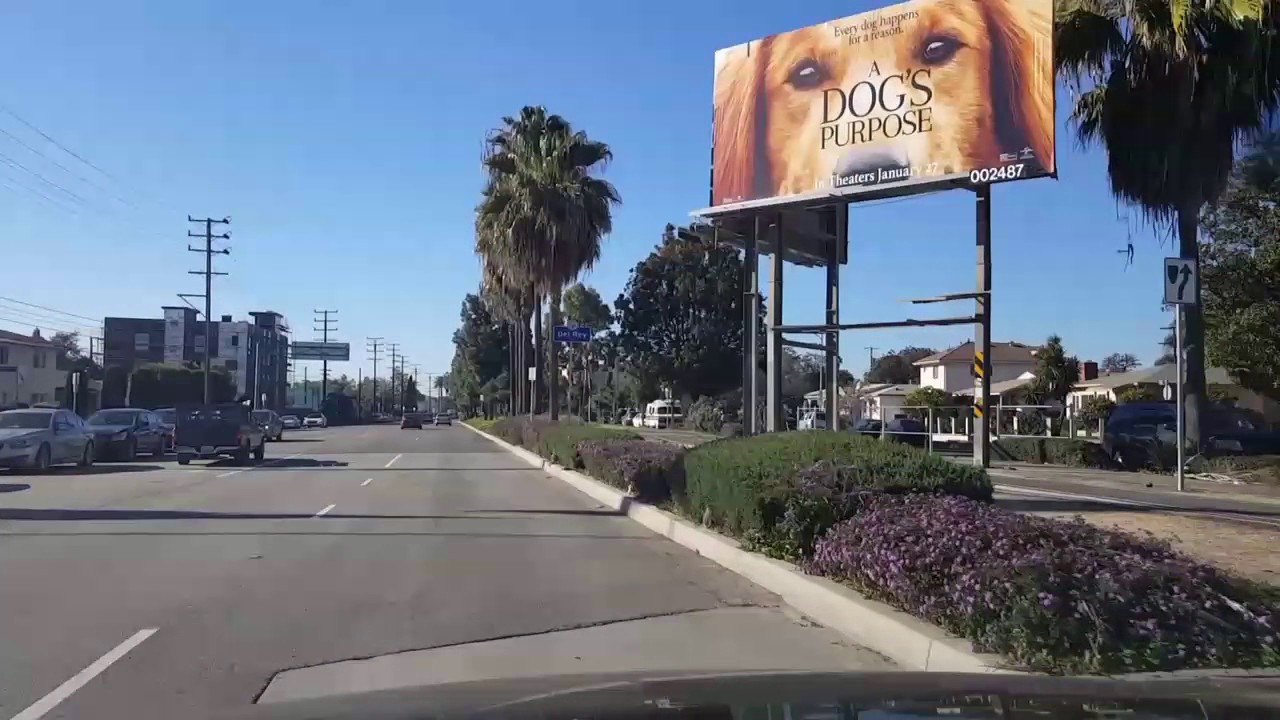 Driving on Culver Blvd all the way to the Ocean in  Playa Del Rey. Los Angeles Tour 2017. No Music.