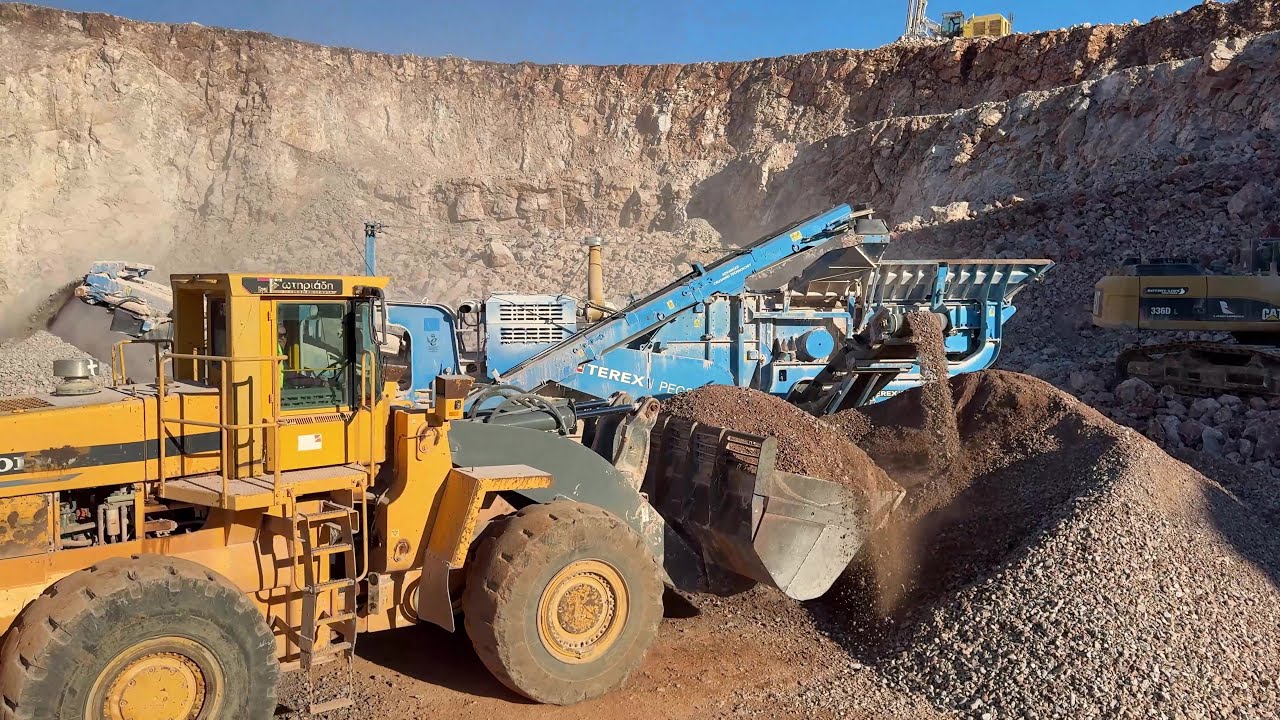 Volvo L330 Loader, Terex Crusher, Caterpillar Dumper - Sotiriadis/Labrianidis Quarry Works- 4k