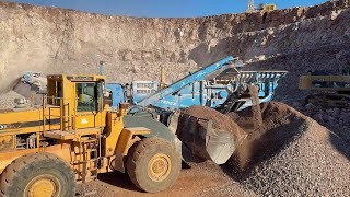 Volvo L330 Loader, Terex Crusher, Caterpillar Dumper  Sotiriadis/Labrianidis Quarry Works 4k