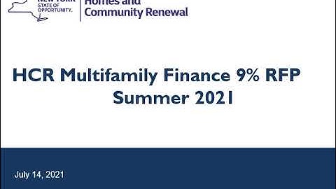 Summer 2021 Multifamily Finance 9% LIHTC RFP Webinar