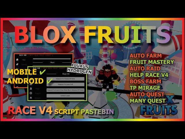 Arceus X,Hydrogen,Fluxus Mobile Blox Fruits Script Mobile AUTO FARM TP TO  RACE V4 AUTO MIRAGE 