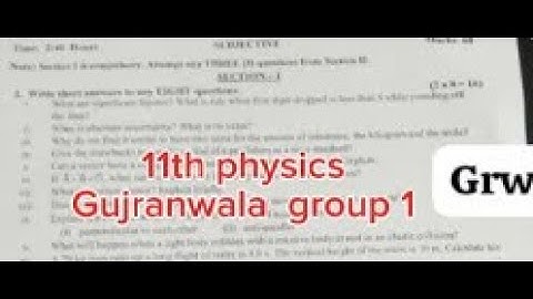 GujranwalaBoard group 1 11 class Physics 2024