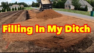 Leveling my Yard Filling the Ditch In With Dirt  Ventrac 4500