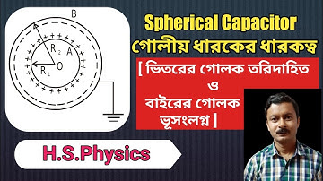 গোলীয় ধারকের ধারকত্ব গণনা ।। Spherical Capacitor ।। বাইরের গোলক ভূসংলগ্ন ।। HS Physics