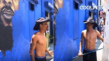 Cowboy COVERS UP Nipsey Hussle MURAL AFTER G*NG MEMBERS VANDALIZED