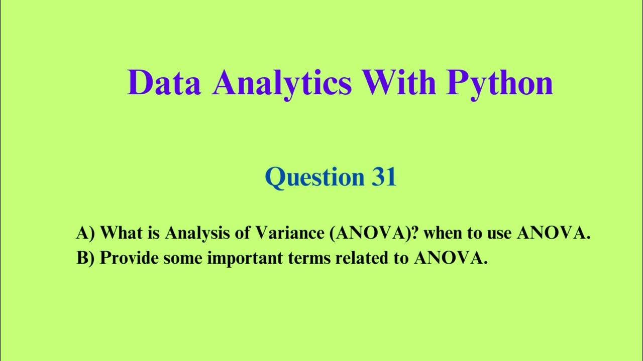 ANOVA Test | Different types of test | Data Analytics with Python - YouTube