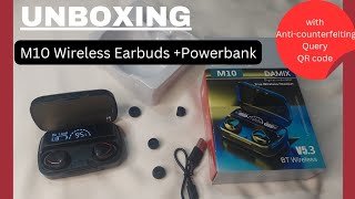 Unboxing M10 True Wireless Headset V5.3 BT Wireless with Anticounterfeiting QR code
