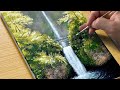 How to Paint a Beautiful Waterfall / Acrylic Painting for Beginners