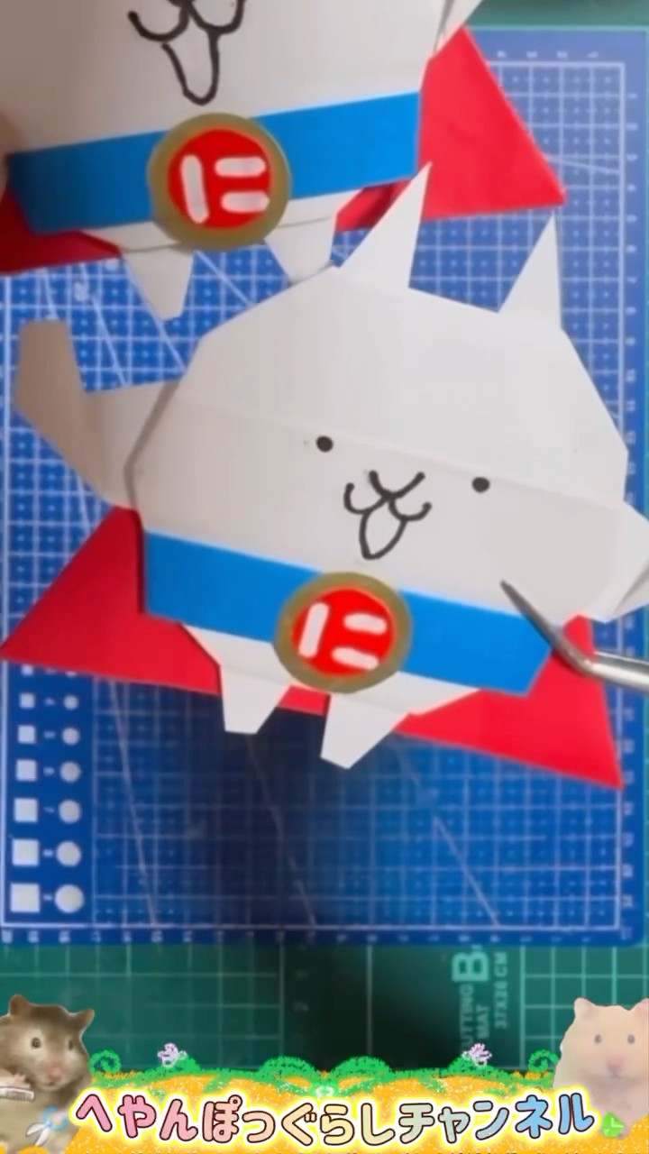 Battle Cats Origami] Cute origami art of Super Cat #shorts #Battle