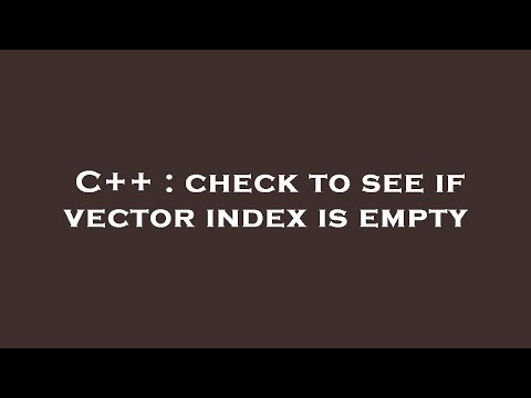 C++ : check to see if vector index is empty