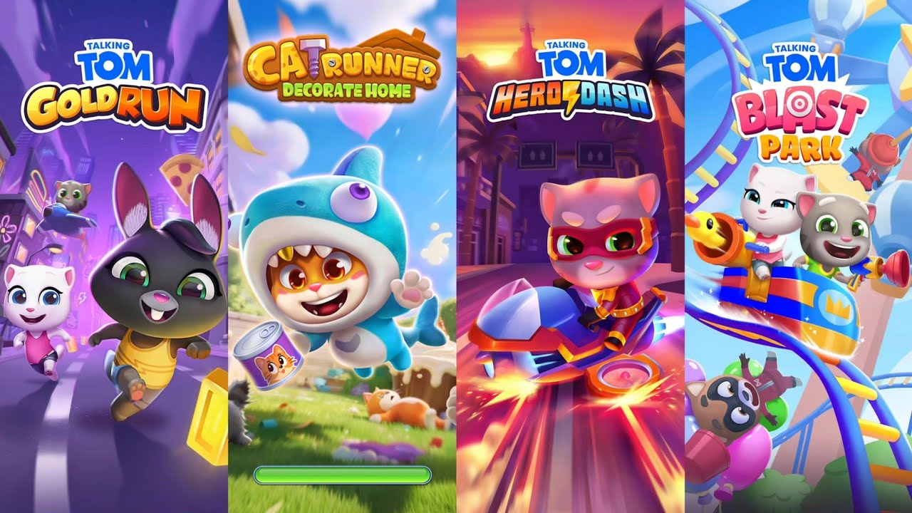 Talking Tom Gold Run Vs Cat Runner Vs Talking Tom Hero Dash Vs Talking Tom Blast Park Gameplay