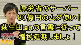 萩生田議員の発言通りに消費増税延期でしょ！だって厚労省の80億円サーバー､稼働率0.1％だよ！税金の無駄遣いだろ！