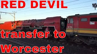 SOUTH AFRICAN STEAM: RED DEVIL locomotive 26 3450 on transfer to Worcester for restoration (2018)