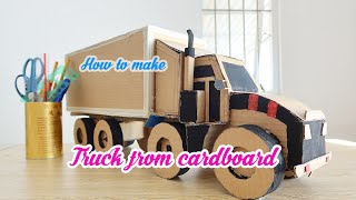 How to make truck from cardboard - 8 wheel truck Very Simple | cardboard craft car - Diy Crafts TA