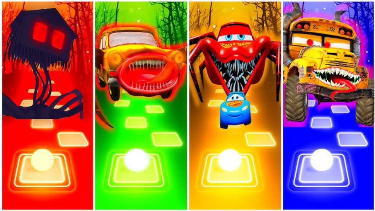McQueen Car All Video Megamix🆚️Lighting McQueen Eater🆚️McQueen Red Car Tiles Hop EDM Rush Gameplay