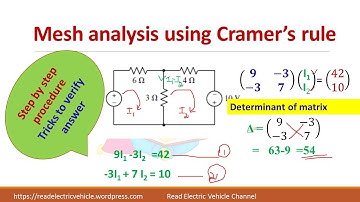 Mesh analysis using Cramers rule/matrix form
