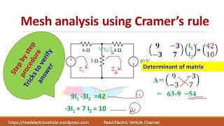 Mesh analysis using Cramers rule/matrix form