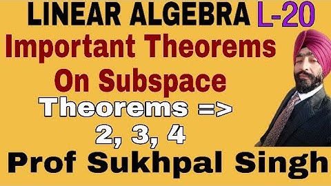 Linear Algebra Bsc 3rd year // Theorem on Vector Subspaces//Lecture 20 //