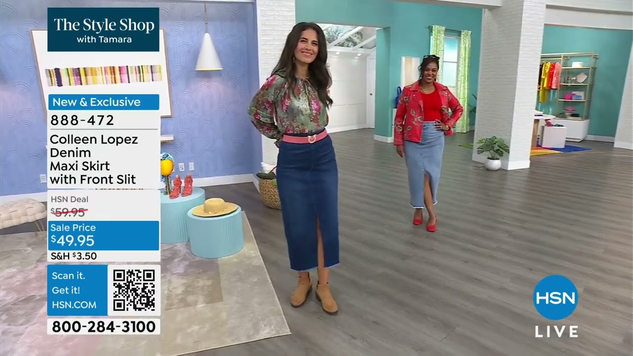 Colleen Lopez Denim Maxi Skirt with Front Slit