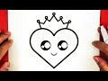 كيف ترسم قلب كيوت يرتدي تاج خطوة بخطوة رسم سهل رسم قلب رسم تاج رسم كيوت تعليم الرسم 