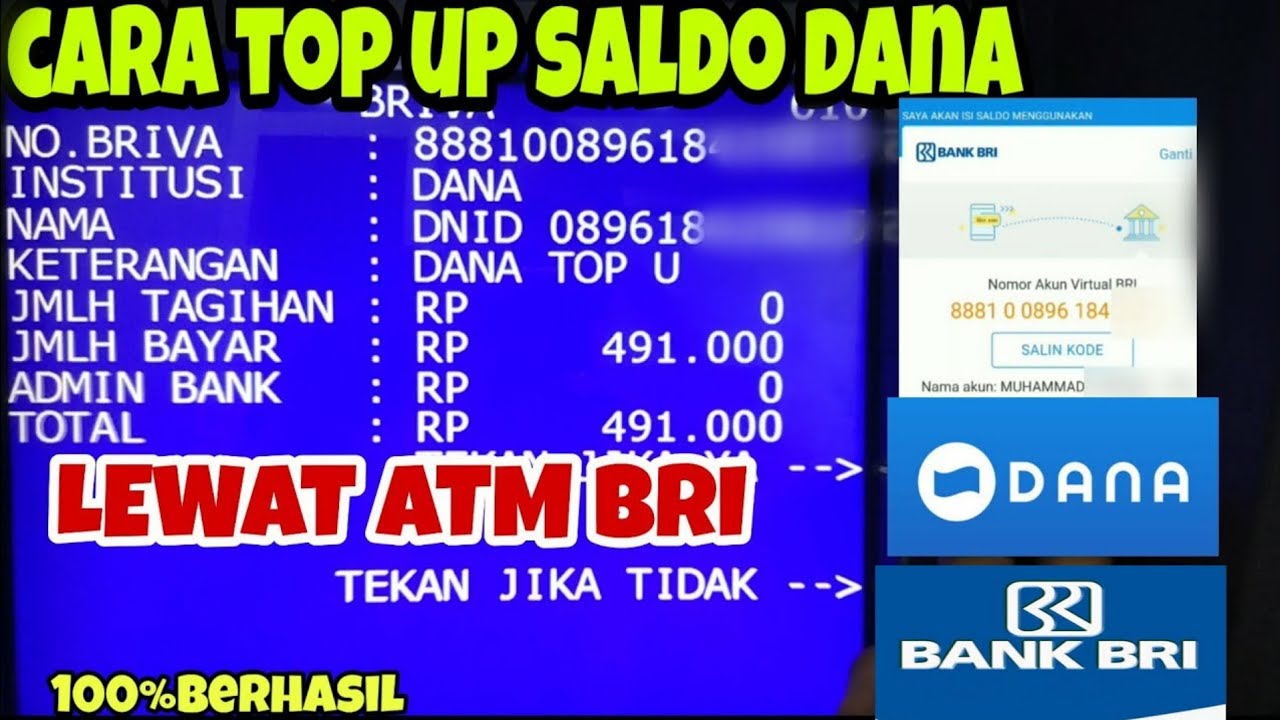 Cara Mengisi Saldo Dana Lewat Atm Bri 100 Berhasil Youtube