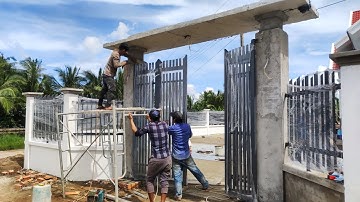 LẮP ĐẶT CỬA CỔNG 4 CÁNH sơn tĩnh điện nhanh và chuẩn ( cho các bạn mới vào nghề)ptvl #275