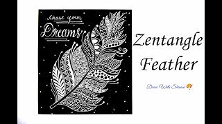 Zentangle Feather/ How to Draw Designer Feather