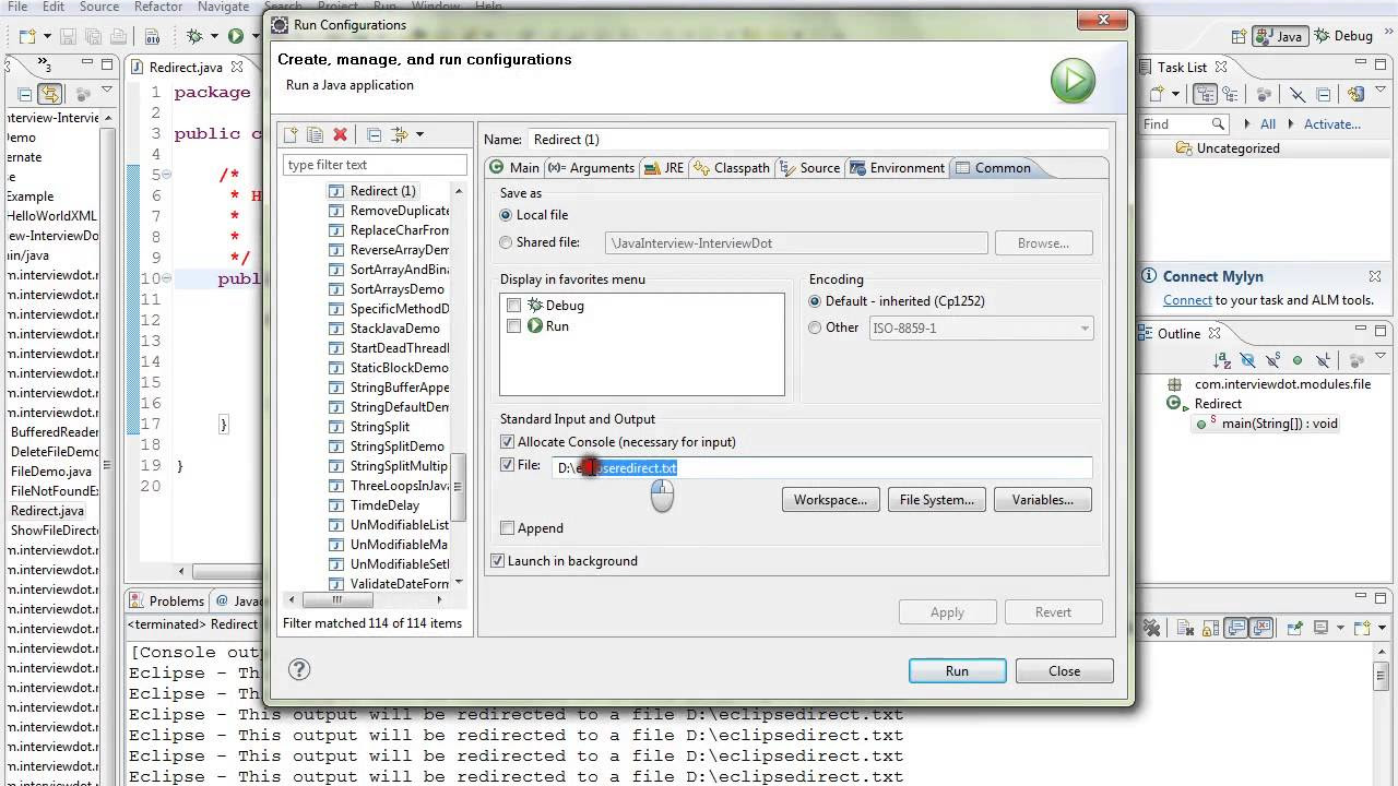 New HOW TO REDIRECT ECLIPSE CONSOLE OUTPUT TO A FILE DEMO
