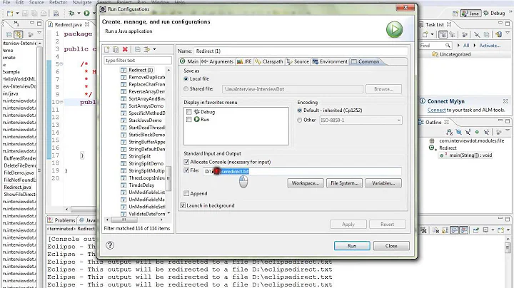 HOW TO REDIRECT ECLIPSE CONSOLE OUTPUT TO A FILE DEMO