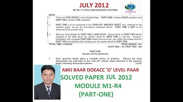 DOEACC O LEVEL M1-R4 JULY 2012 PART ONE SOLUTION